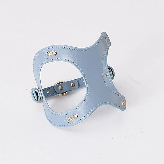 Harnais en simili cuir pour petit chien et chat Oscar et Plume Harnais bleu / XS