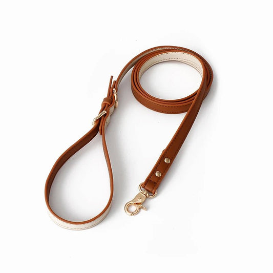Harnais en simili cuir pour petit chien et chat Oscar et Plume Laisse marron / Laisse : 150 x 1.5 cm