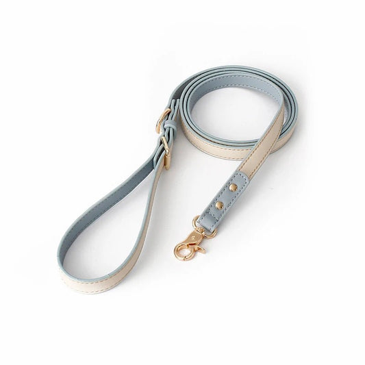 Harnais en simili cuir pour petit chien et chat Oscar et Plume Laisse bleu / Laisse : 150 x 1.5 cm