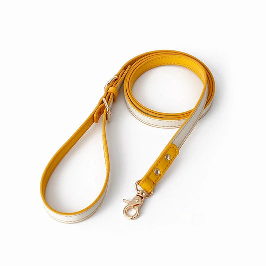 Harnais en simili cuir pour petit chien et chat Oscar et Plume Laisse jaune / Laisse : 150 x 1.5 cm