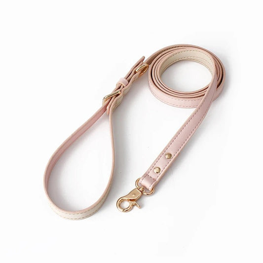 Harnais en simili cuir pour petit chien et chat Oscar et Plume Laisse rose / Laisse : 150 x 1.5 cm