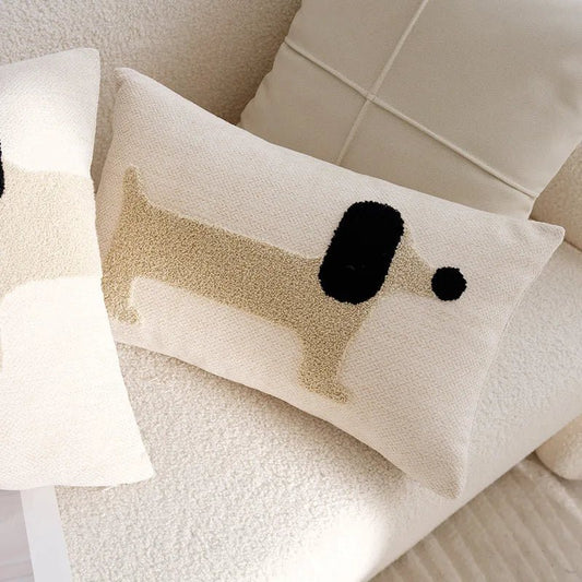 Housse de coussin avec décoration chien Oscar et Plume Modèle 1 (30x50cm)