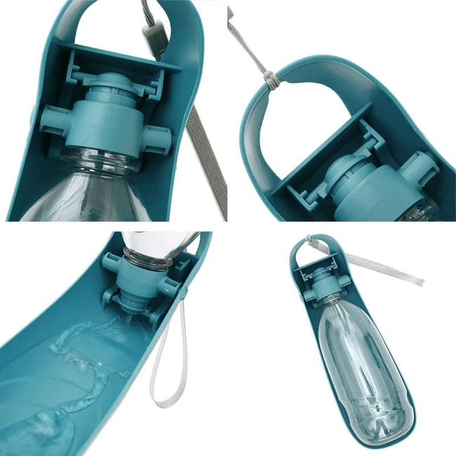 Gourde 2 En 1 Pour Chien Et Chat - 460ml Avec Gamelle Intégrée, étanche, Pliable, Sangle De Transport, Vert - 1
