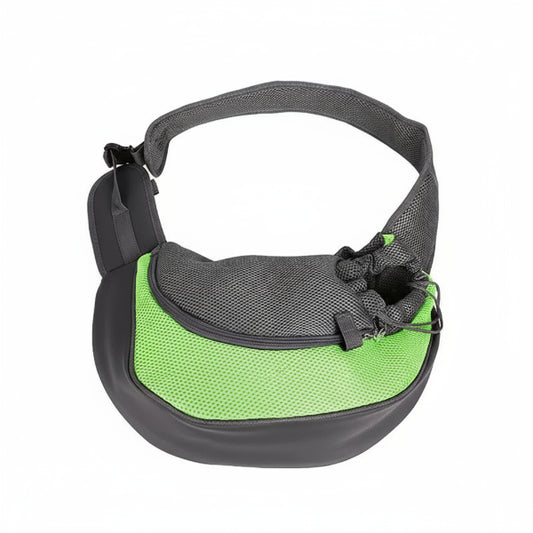 Sac de transport à bandoulière large pour petit chien et chat Oscar et Plume Vert / 35x8.5x20cm