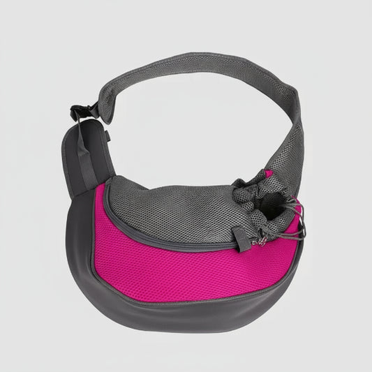 Sac de transport à bandoulière large pour petit chien et chat Oscar et Plume Rose / 35x8.5x20cm