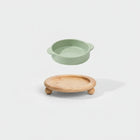 Gamelle céramique sur support bois pour chien et chat Oscar et Plume Vert Nourriture