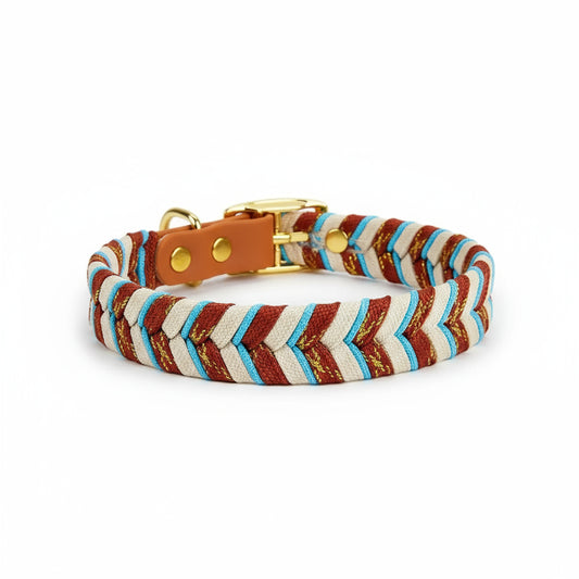 Collier tressé pour chien Oscar et Plume Marron / S (20-30cm)