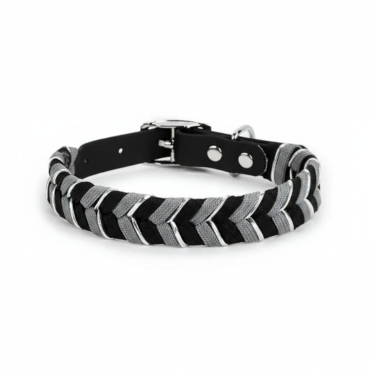 Collier tressé pour chien Oscar et Plume Noir / S (20-30cm)