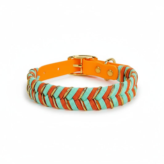 Collier tressé pour chien Oscar et Plume Orange / S (20-30cm)
