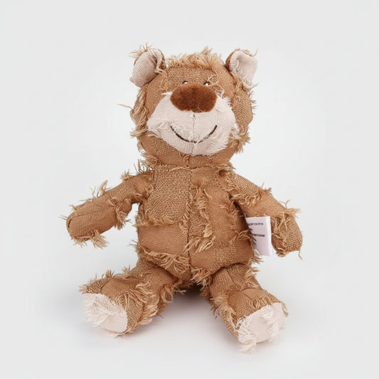 Ours en peluche résistant chien en matériau durable avec finition côtelée et sourire amical