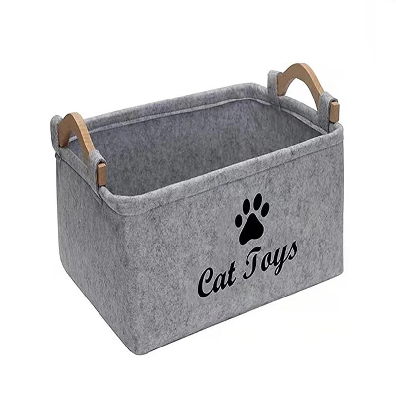 Panier à jouets en feutre pour chat ou chien Oscar et Plume Chat Gris clair