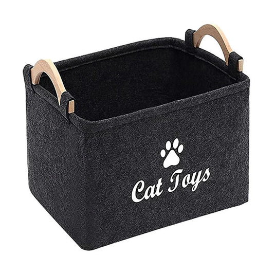 Panier à jouets en feutre pour chat ou chien Oscar et Plume Chat gris foncé