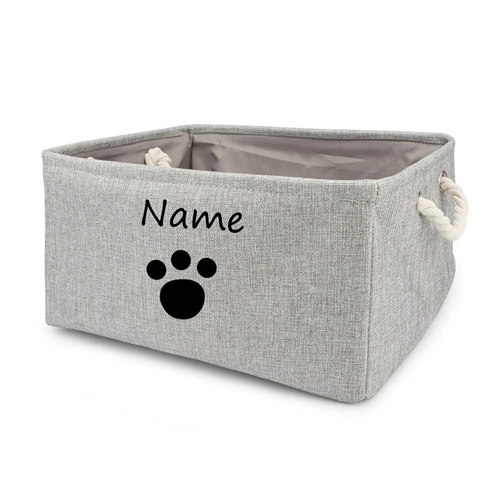 Panier à jouets personnalisable pour chat et chien Oscar et Plume Gris patte / S 30x20x12cm