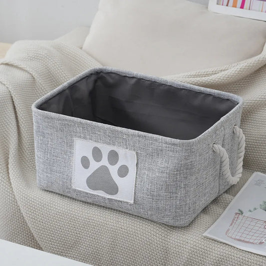 Panier à jouets pour chat et chien Oscar et Plume Gris clair / 40x30x20cm