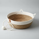 Panier chat en jacinthe d'eau avec oreilles de chat, parfait pour le repos de votre animal