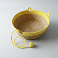 Charger l'image dans la visionneuse de la galerie, Panier chat en jacinthe d'eau couleur jaune avec oreilles en forme de chat pour le confort de votre compagnon
