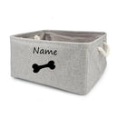 Panier de rangement pour chat et chien gris avec poignées en corde et motif os noir