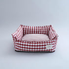 Panier déhoussable en coton chien et chat à carreaux rouges et blancs confortable et doux