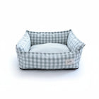 Panier déhoussable en coton chien et chat à motifs carreaux gris et blancs confortable et doux
