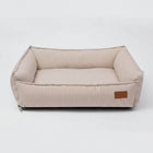 Panier Déhoussable pour Chien en rayures beige avec coussins confortables et design élégant