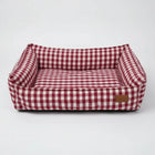 Panier Déhoussable pour Chien en tissu à carreaux rouges et blancs, confortable et stylé