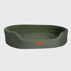 Panier lavable pour chien en vert olive avec un design confortable et élégant