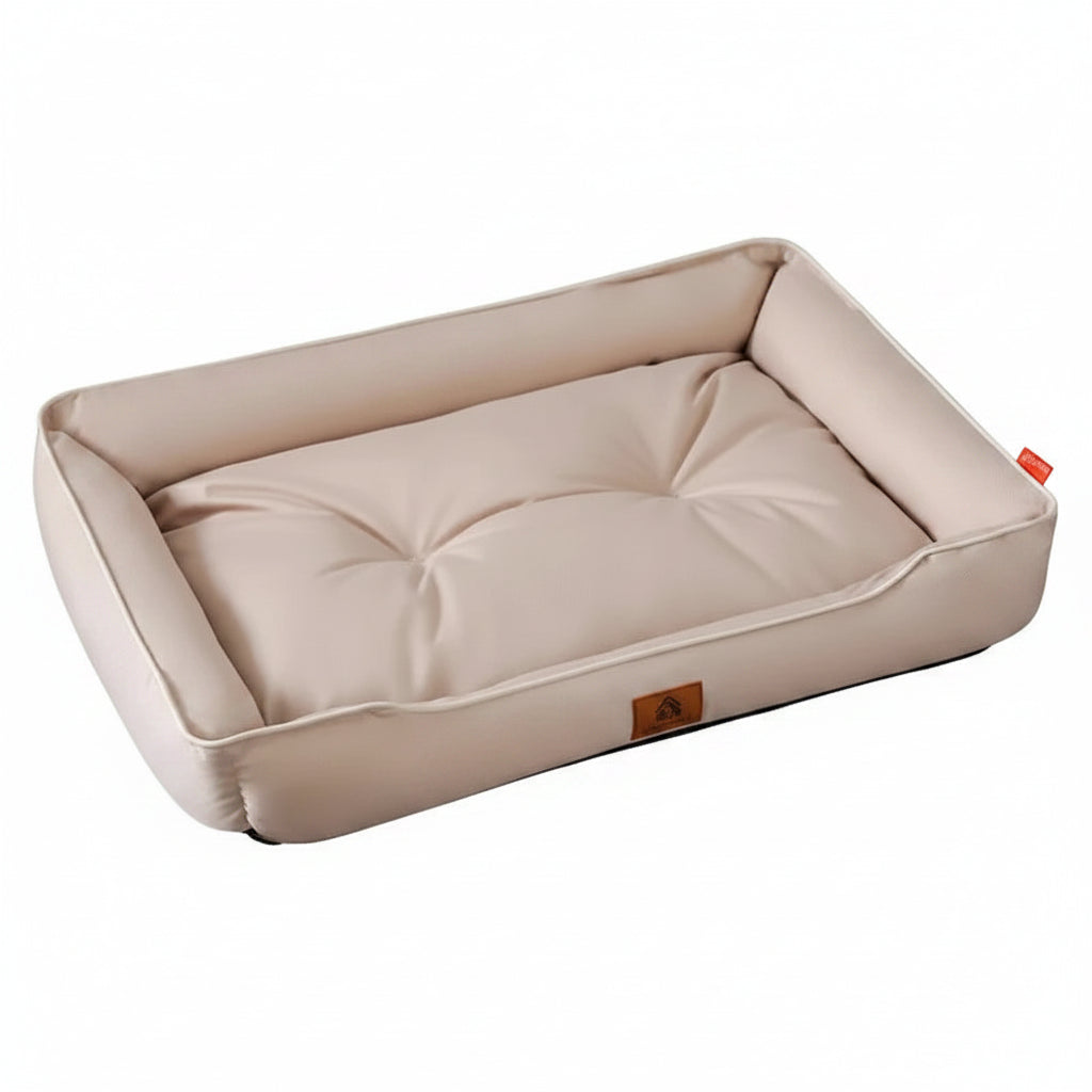 Panier pour chien Oscar et Plume en beige avec coussin douillet et bordures rembourrées