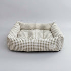 Panier réversible pour chien avec motif à carreaux et rembourrage confortable pour les espèces à poils