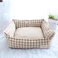 Load image into Gallery viewer, Panier vichy déhoussable en coton Oscar et Plume Beige / S
