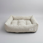 Panier vichy pour chien et chat en tissu à carreaux beiges pour le confort des animaux