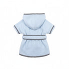 Peignoir chien avec ceinture en polaire bleu clair avec capuche et finitions noires