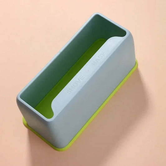 Pelle à litière design Oscar et Plume en plastique gris avec bordure verte pour chat