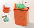 Load image into Gallery viewer, Poubelle orange avec sac intégré et système de fermeture pratique pour une pelle à litière pour chat
