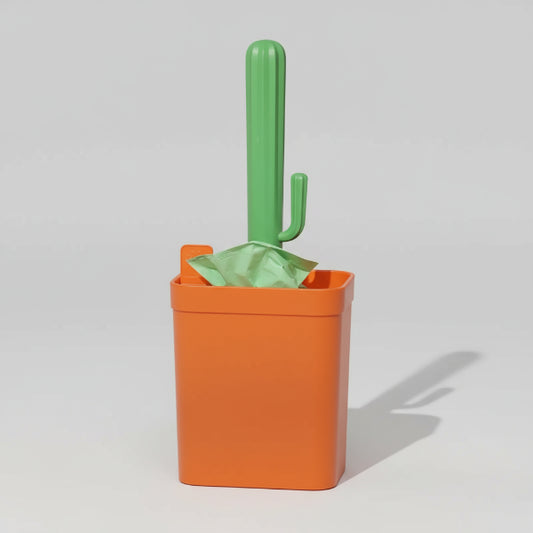Pelle à litière pour chat en forme de cactus avec support orange pour un rangement pratique