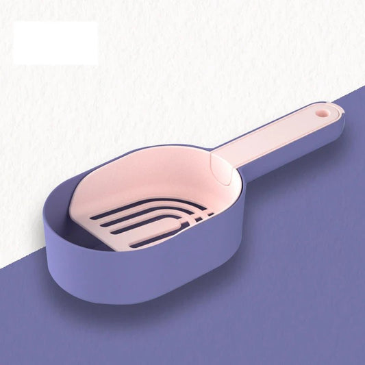 Pelle litière design en plastique rose et violet pour nettoyage facile de la litière Oscar et Plume