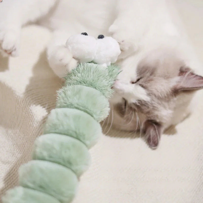 Peluche à mâcher pour chat Oscar et Plume en forme de vers, idéale pour le jeu et l'amusement des chats