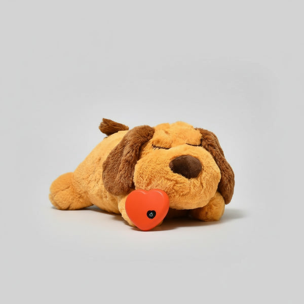 Peluche apaisante pour chien en forme de chien avec un cœur orange pour le confort des animaux