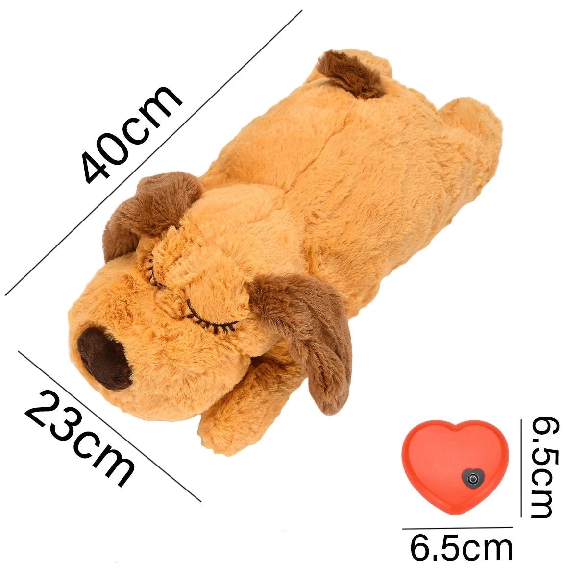 Peluche apaisante pour chien de 40 cm avec oreilles et détails doux pour le confort des animaux
