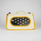 Oscar et Plume sac de transport pour chat et chien beige et jaune avec bulle transparente et poignée