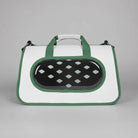 Oscar et Plume sac de transport pour chat et chien blanc avec fenetre ovale transparente et anse