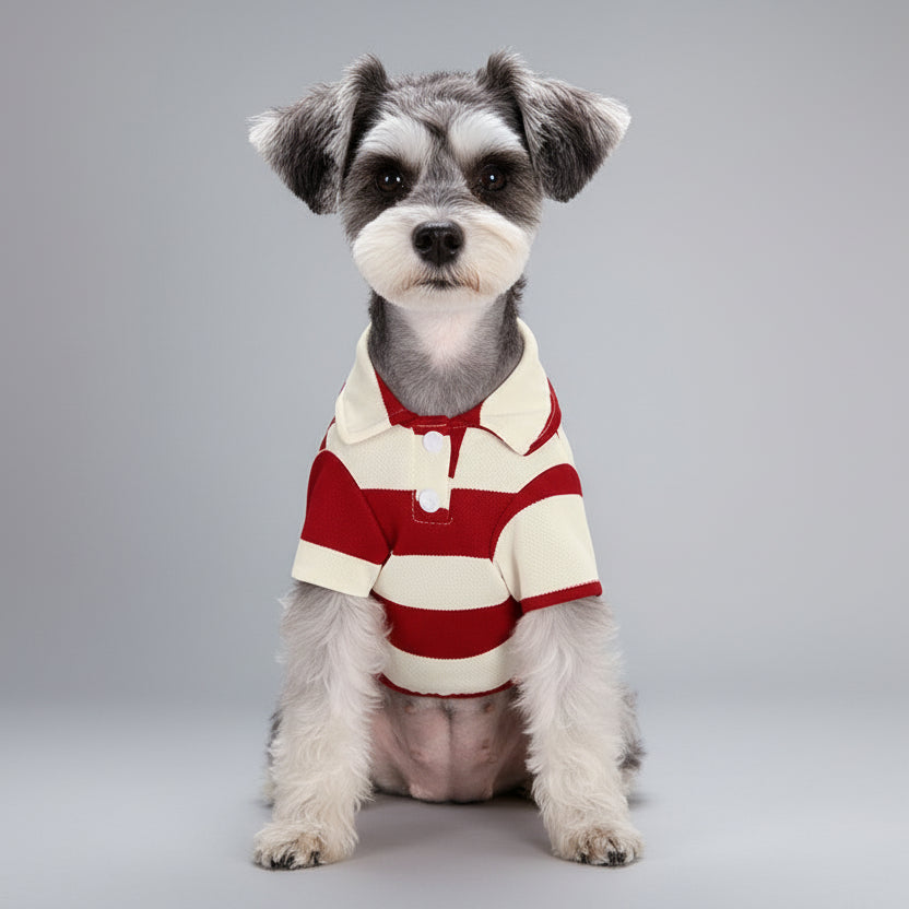 Polo rayures pour petit chien de Oscar et Plume, élégant et confortable pour les aventures quotidiennes