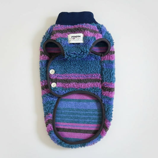 Gilet polaire pour chien petit avec rayures colorées et col doux pour garder votre animal au chaud