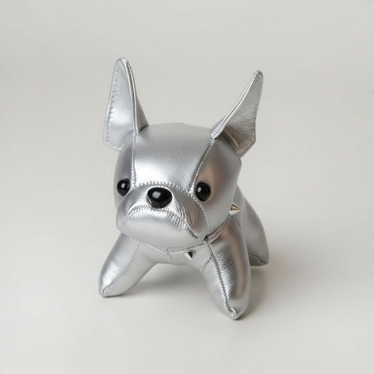 Porte-clés bouledogue argenté en cuir synthétique design mignon et moderne Oscar et Plume