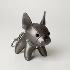 Porte-clés bouledogue en cuir synthétique gris métallisé signé Oscar et Plume