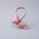 Porte clés bouledogue en cuir rose avec design mignon, parfait pour les amoureux des animaux
