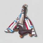 Porte-clés chien en cuir avec un foulard coloré et une frange tendance pour accessoiriser vos clés