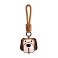 Charger l'image dans la visionneuse de la galerie, Porte-clés original chien en cuir avec motif en forme de tête de chien marron et beige
