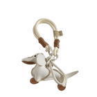 Porte-clés original teckel en cuir blanc avec détail fait main par Oscar et Plume