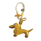 Porte-clés original teckel en cuir jaune fait main par Oscar et Plume avec anneau et crochet