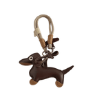 Porte-clés original teckel en cuir marron avec finitions soignées signé Oscar et Plume